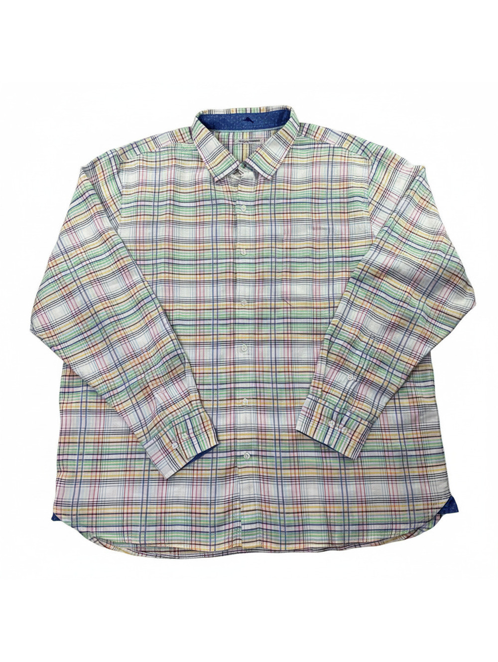 Tommy Bahama Men's XXL Multicolor Plaid Linen Blend Button-Up Shirt